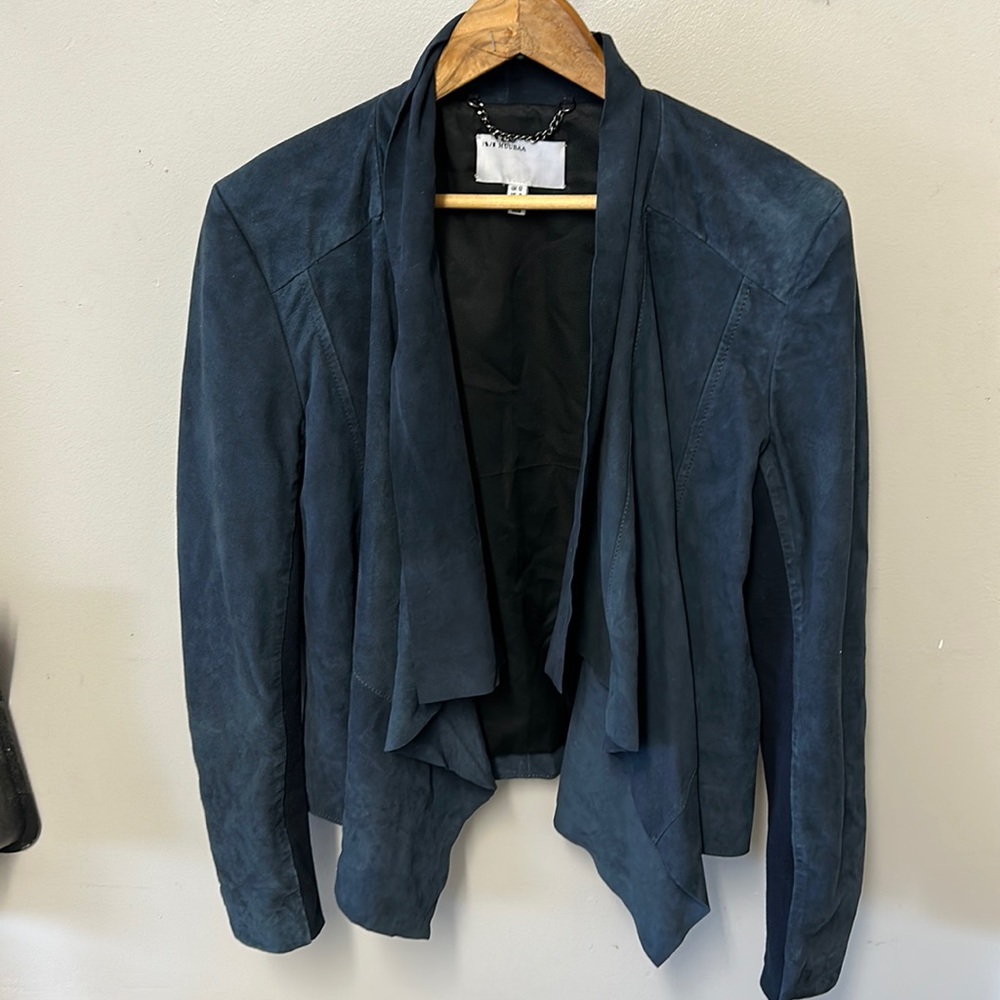 Muubaa Napalon Black Suede Leather Waterfall Biker
